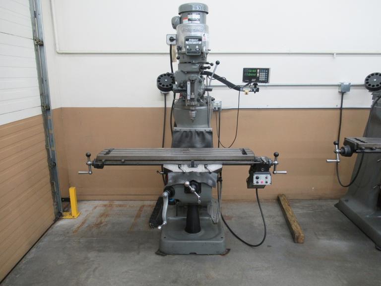 Bridgeport Series I-2HP Vertical Knee Mill, Sony Millman 2-Axis DRO, 9"x 48" Table, X-Axis Power Feed, Power Quill Feed, Chrome Ways