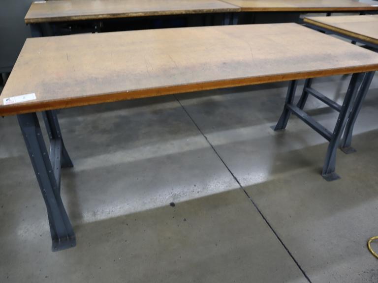 Work Bench, Wood Top, Metal Legs