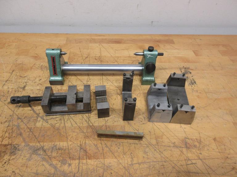 Tool Makers Vise 2.375" W x 2.25" Opening, Taft-Peirce Bench Centers 7" Max Length, Assorted Small Fixture Blocks