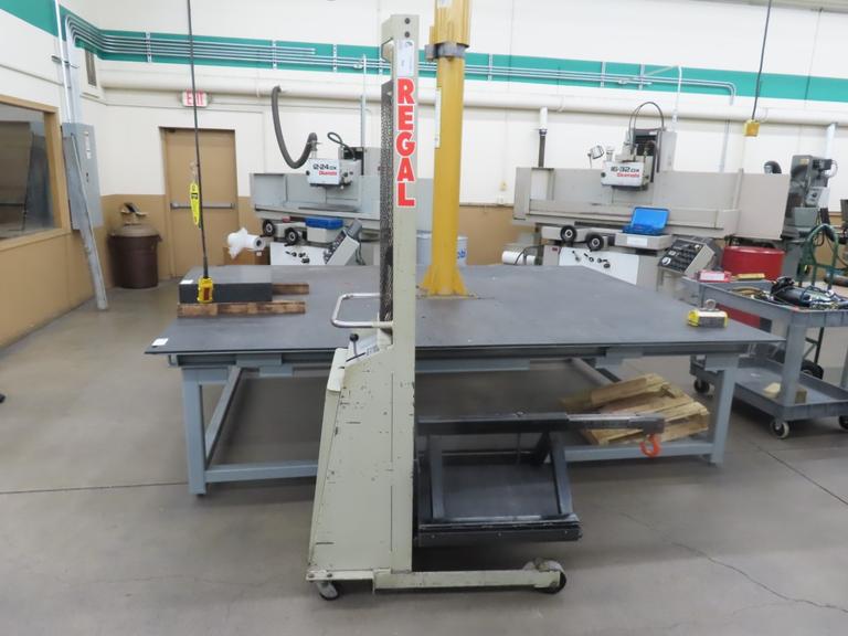 Regal Model RBP66 Electric Lift Table, 1000 LB CAP W Shop Made Hook Hoist