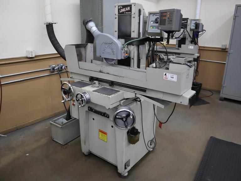Okamoto Linear 6.18 Hand Feed Surface Grinder, 6"x18", Heidenhain 2-Axis DRO, EM Chuck, Vac-U-Guard, Coolant