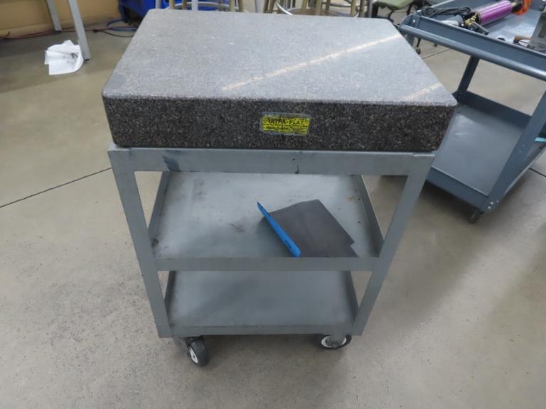 Ultra Flat 18" X 24" X 4" Black Granite Surface Plate on Portable Cart