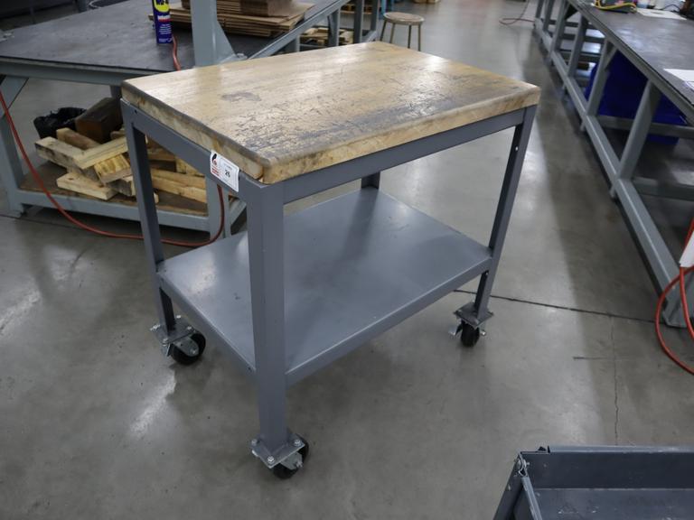 Uline HD Metal Tool Cart with Butcherblock Maple Top