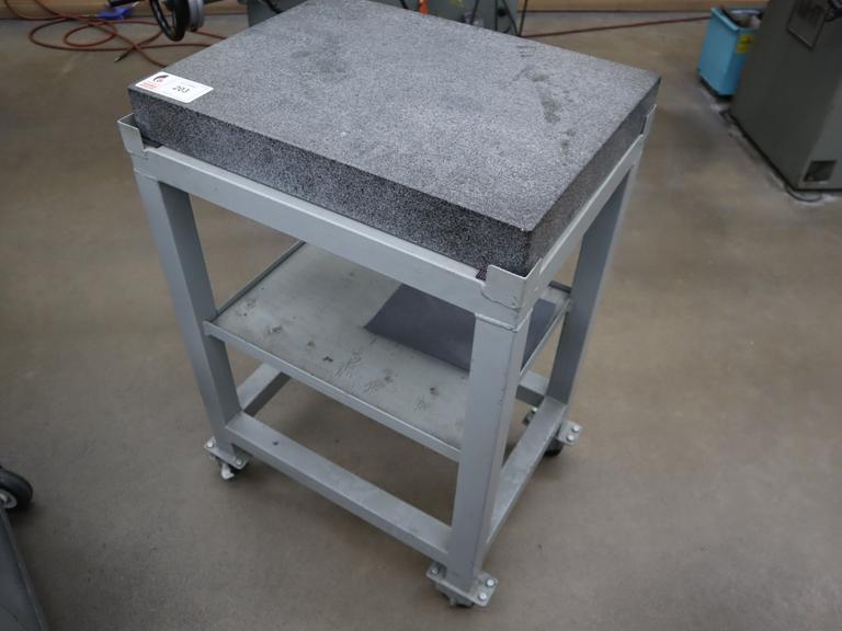 Granite Surface Plate, Grey with Portable Steel Stand, Lower Shelves, 18" x 24" x 3" 