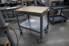 Uline HD Metal Tool Cart with Butcherblock Maple Top