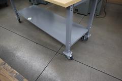 Portable Work Bench, Wood Surface, Lower Shelf, Heavy Duty Casters