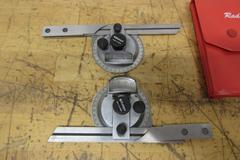 Etalon 14" Vernier Caliper, (2) Mitutoyo Protractors, Fowler 1" Travel Indicator, Mag Base Indicator Holder, SPI Radius and Surface Finish Gages