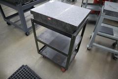 TruStone Grey Granite Surface Plate, 2-Ledge, Grade B w Portable Steel Stand, Lower Shelves, 24" x 18" x 4" 