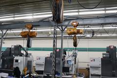Overhead Hoist & Crane Specialists Heavy Duty Steel Mold Table with Overhead Hoist System, Harrington 2 Ton Electric Chain Hoist, I Beam, Trolley
