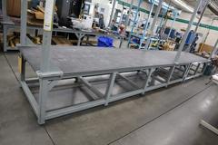 Heavy Duty Steel Mold Table with Overhead Hoist System, Harrington 3 Ton and 2Ton Electric Chain Hoists, I Beam, Trolleys