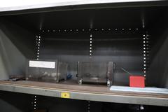 Metal Cabinet, 2 Door, 4 Adjustable Shelves with 3 Angle Plates and Contents