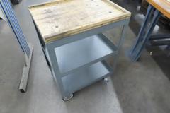 Metal Shop Cart with Wood Top & Locking Wheels