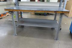 Wood Top Bench w Metal Frame (2) Door Equipto Cabinets w Lower Shelf and Contents