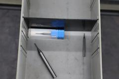 Multi-Drawer Cabinet (16) with Contents: Carbide End Mills, HSS Drills and More