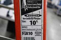 Werner Fiberglass 10' Step Ladder, 300# Capacity
