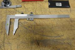 Etalon 14" Vernier Caliper, (2) Mitutoyo Protractors, Fowler 1" Travel Indicator, Mag Base Indicator Holder, SPI Radius and Surface Finish Gages