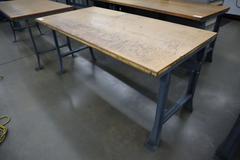 Work Bench, Wood Top, Metal Legs