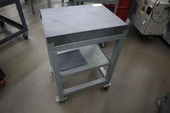 Granite Surface Plate, Grey with Portable Steel Stand, Lower Shelves, 18" x 24" x 3" 