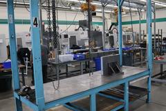 Midwest Crane Heavy Duty Mold Table with Overhead Crane, 4,000 #Capacity, CM Lodestar 2 Ton and 1/2 Ton Hand Chain Hoists 