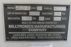 Milltronics MB20-A CNC Vertical Machining Center, Centurion 6 CNC Control, 40"x20"x24" Travels, 40 Taper