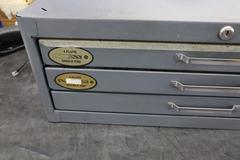 Huot Drill Index - 3 Drawer with Contents: End Mills, Many Carbide, Mostly NEW
