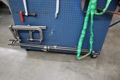 Portable Tool Rack with: Clamps, Hand Tools, Lifting Straps, Chains, Eye-Bolts, Hooks