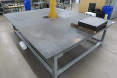 Overhead Hoist & Crane Specialists Heavy Duty Steel Mold Table with Overhead Hoist System, Contrex Model B586 1/4 Ton Jib Cane w  2 Ton Electric Chain Hoist, I Beam, Trolley