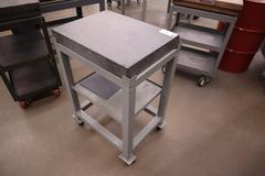 Granite Surface Plate, Grey with Portable Steel Stand, Lower Shelves, 18" x 24" x 3" 