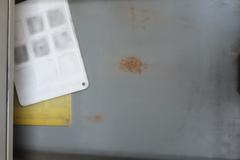 Metal Work Desk with Drawers w Sliding Door and Contents w Light