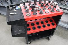 Huot 40 Taper Tool Scoot with (24) CT40 Tool Holders, Step Clamps