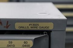 Huot Drill Index, Wire Gauge Drills, 5 Drawer