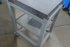 Black Granite Surplus Plate on Stand w Portable Cart on Casters
