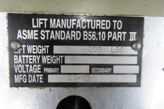 Regal Model RBP66 Electric Lift Table, 1000 LB CAP W Shop Made Hook Hoist