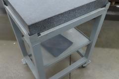 Black Granite Surplus Plate on Stand w Portable Cart on Casters