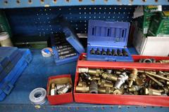 Portable Tool Rack with: Clamps, Hand Tools, Lifting Straps, Chains, Eye-Bolts, Hooks