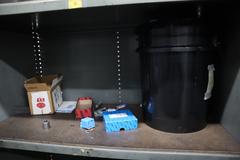 Metal Cabinet, 2 Door, 4 Adjustable Shelves with 3 Angle Plates and Contents