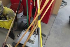 Brooms, Shovels, Rakes, Dust Pans, Mop w Bucket