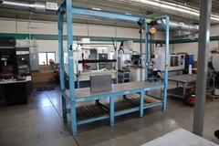 Midwest Crane Heavy Duty Mold Table with Overhead Crane, 4,000 #Capacity, CM Lodestar 2 Ton and 1/2 Ton Hand Chain Hoists 