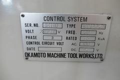 Okamoto ACC 12.24DX 3-Axis Hydraulic Surface Grinder with Incremental Down Feed, Heidenhain DRO for Cross Feed, 12"x24" Chuck, Coolant System with Paper Filtration