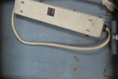 Metal Work Desk with Drawers w Sliding Door and Contents w Light