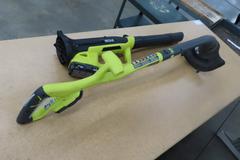 Ryobi Easy Edge 18 V Cordless Trimmer And Ryobi Cordless Floor Sweeper w Battery & Charger