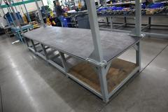 Overhead Hoist & Crane Specialists Heavy Duty Steel Mold Table with Overhead Hoist System, Harrington 2 Ton Electric Chain Hoist, I Beam, Trolley