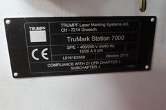 Trumpf TruMark Station 7000 Laser Marking System with TruMark 6130 Laser, TruTops Marker Software, Gridplate