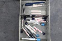 Multi-Drawer Cabinet (16) with Contents: Carbide End Mills, HSS Drills and More