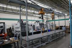Heavy Duty Steel Mold Table with Overhead Hoist System, Harrington 3 Ton and 2Ton Electric Chain Hoists, I Beam, Trolleys
