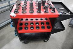 Huot 40 Taper Tool Scoot with (24) CT40 Tool Holders, Step Clamps