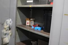 Metal Cabinet, 2 Door, 4 Adjustable Shelves with 3 Angle Plates and Contents