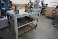 Arbor Press, E-Z Tapper and Bench Vise on Steel Table