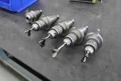CT50 Taper Tool Holders: (4) w Jacobs Drill Chucks, (1) End Mill Holder, Haas Retention Knobs