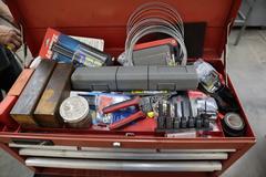 Portable Tool Rack with: Clamps, Hand Tools, Lifting Straps, Chains, Eye-Bolts, Hooks
